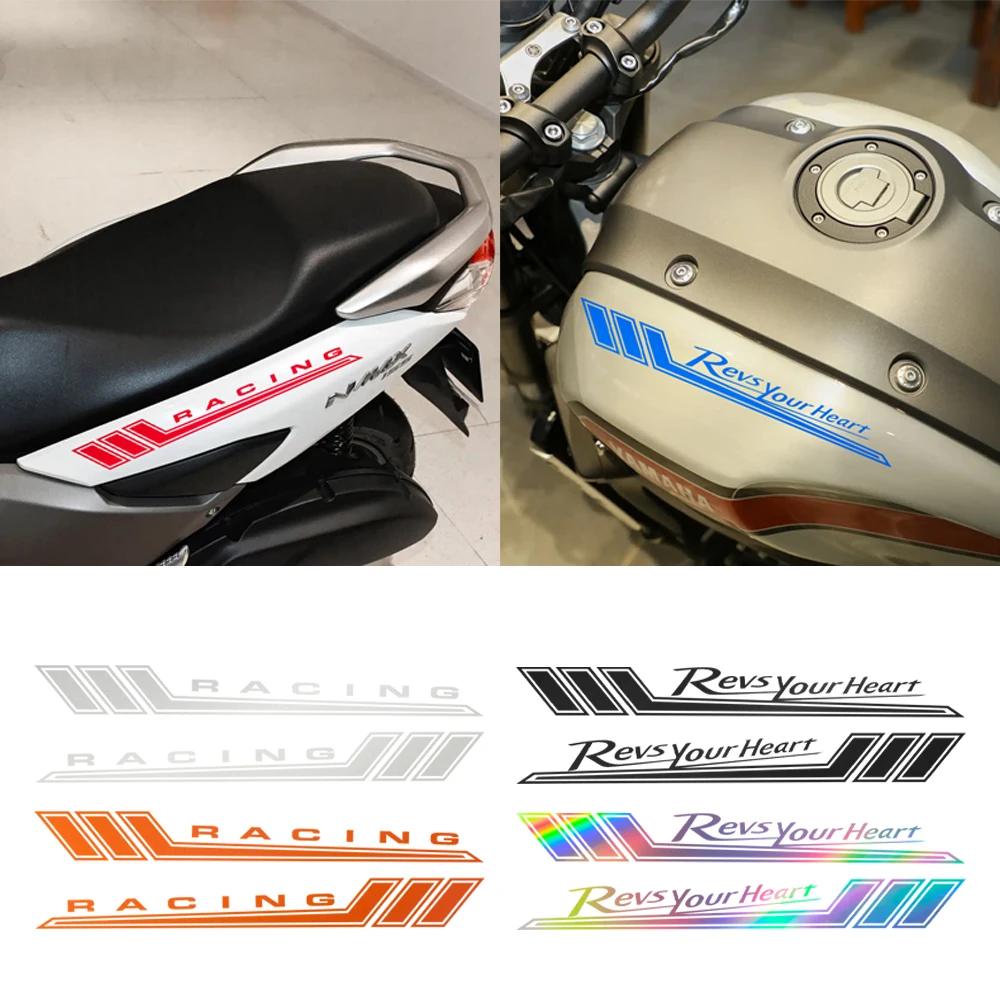 2 Adesivos de Motocicleta Revs Your Heart para Yamaha Racing NMAX 125 155 MT‑07 MT‑09 XMAX 300 R1 R3 R7 R9 Factor 125 150 XTZ 150