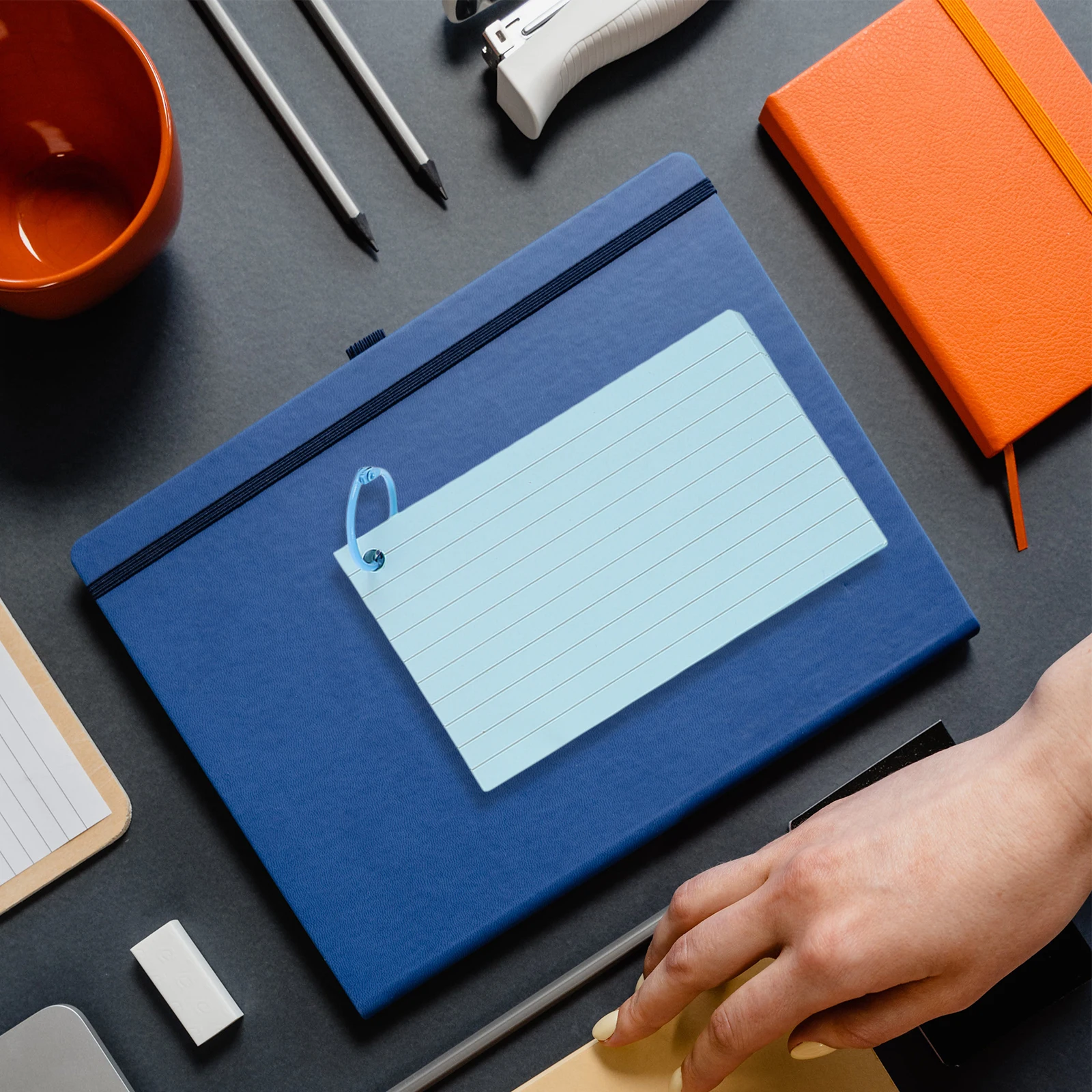 

1 Set Pocket-Sized Blank Flashcards Notepad With Binder Ring Portable Memo For Office Study Travel Lined Index Cards Thick Paper