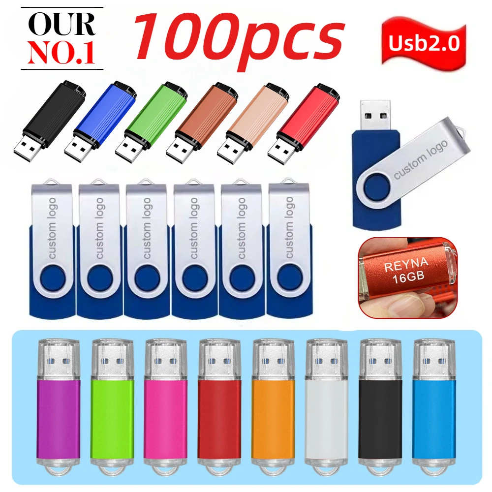 

100 шт./лот USB 2.0 флеш-накопителей 64 ГБ, 16 ГБ, 32 ГБ, 8 ГБ, 4 ГБ, с возможностью индивидуальной настройки логотипа, реальная емкость