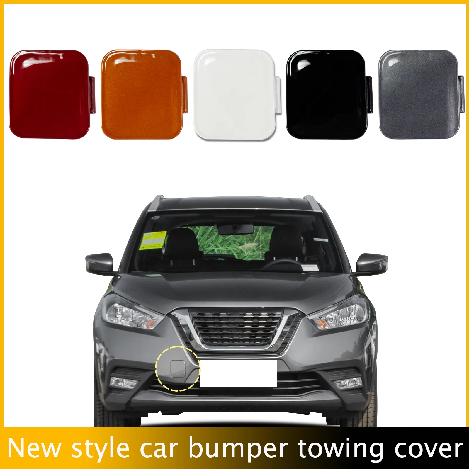 

Front Bumper Tow Hook Cover Cap Fit For Nissan KICKS 2018 2019 622A0-5RB0H Trailer Cover Towing Eye Cap