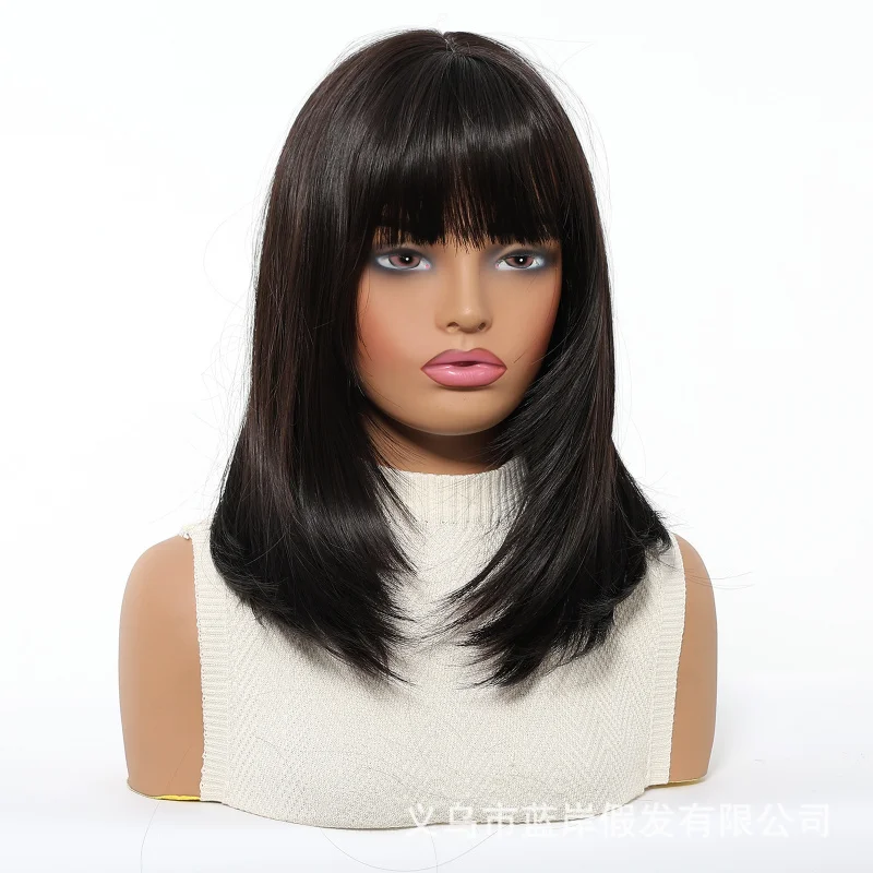 

Full head wig, short straight hair for women, high-layered collarbone length, new summer style, available in multiple colors, ma