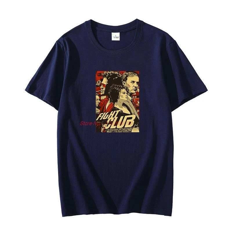 Cool fight club movie poster funny Retro graphic t shirts Tee Top short sleeve t-shirts oversized t shirt Summer Men's clothing