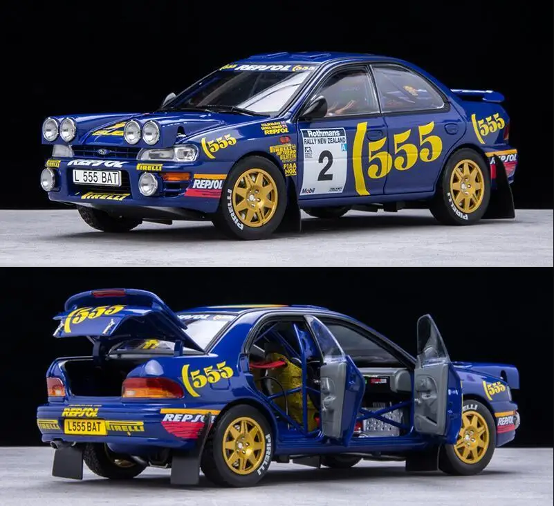 1/18 For 1955 Subaru Impreza 555 WRC 1994 New Zealand Colin Mcrae Model Car Night Battle Version Gift Display Collection