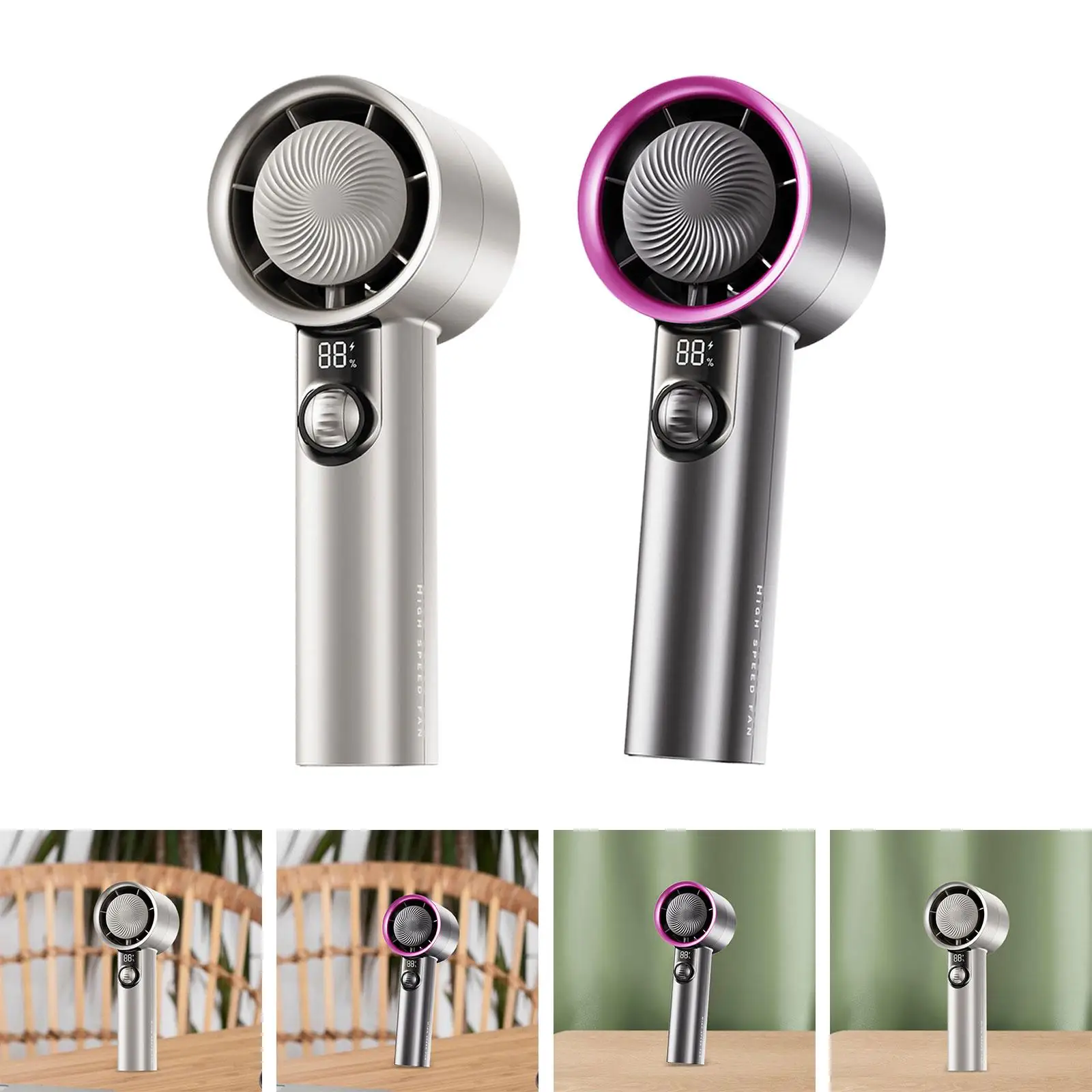 Hand Fan Quiet Operation Desk USB with LED Display Ice Compress Personal Fan for Travel Office Outdoor Indoor Backpacking Hiking