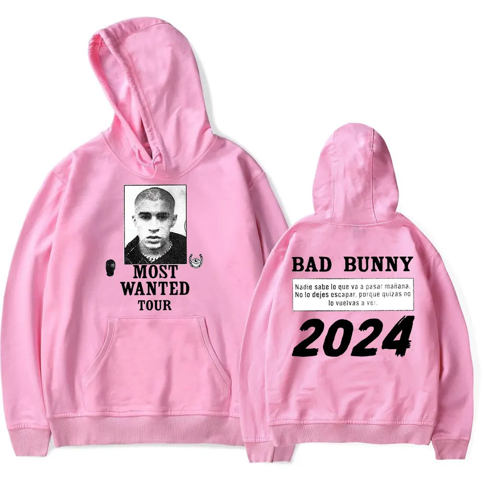 Bad Bunny Most Wanted Tour Hoodie, pulôveres estampados estilo casual, moletom streetwear