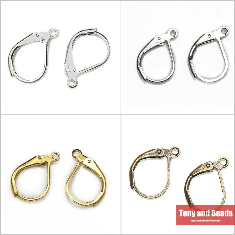 (30Pcs=1Lot ! ) Semicircle Earring Hooks Lever Back Splitring Earring Gold Color Silver Color Bronze Plated For Jewelry EW7