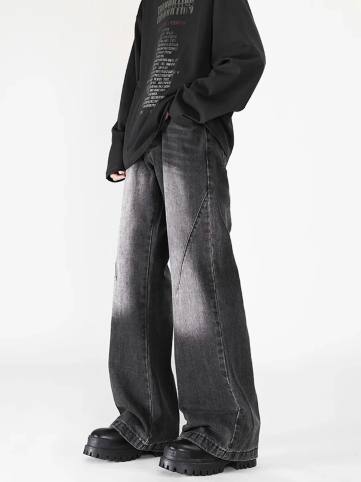 الأمريكية Sle خمر Waed adient الرجال الجينز ربيع الخريف فضفاض مستقيم الهيب هوب السراويل عارضة السراويل الطويلة #3