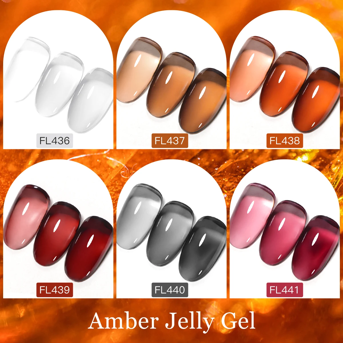 FOUR LILY 7ml Jelly Amber Gel Nail Polish Semi Permanent UV Gel Brown Translucent Gradient Leopard Print Nail Art Gel Varnishes