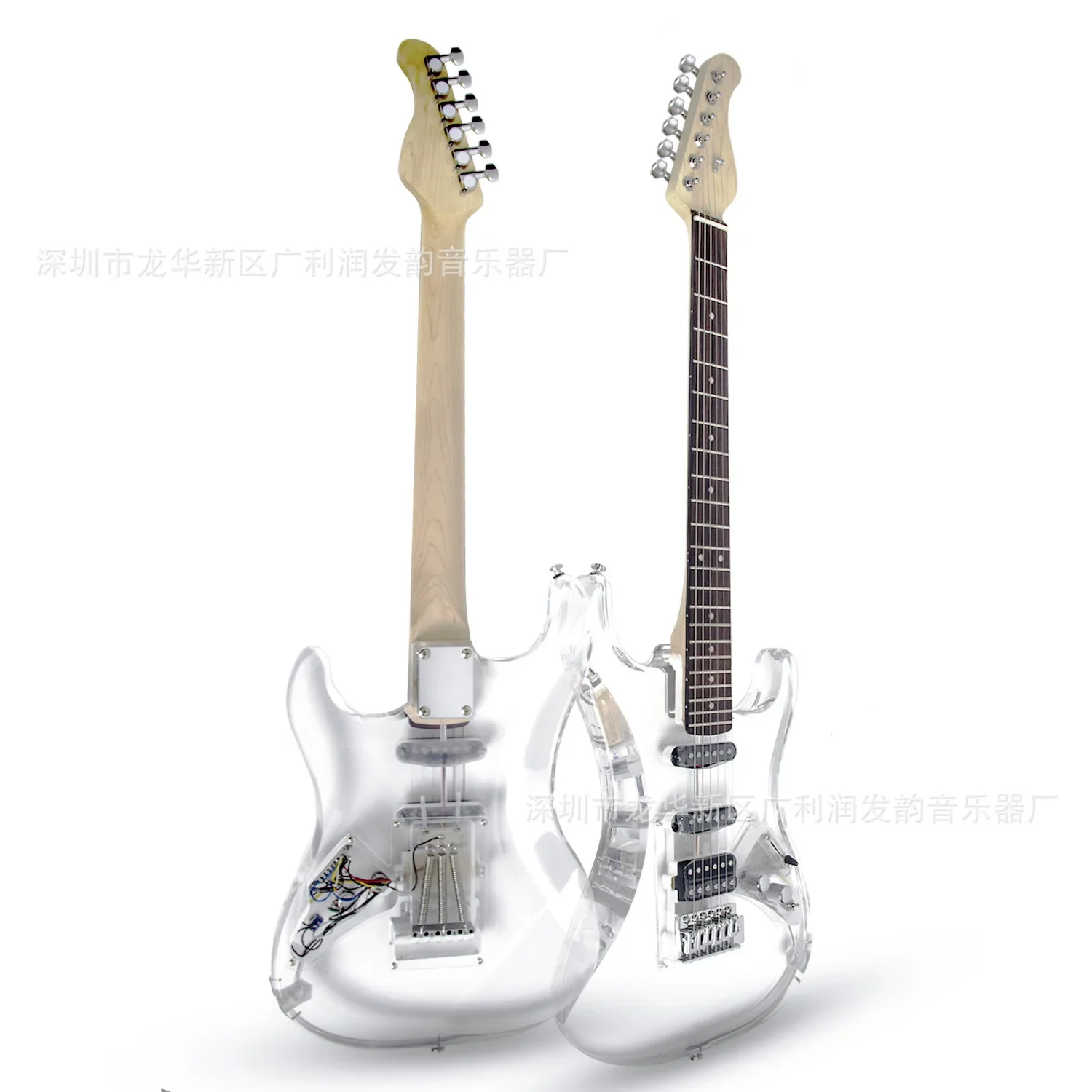 New transparent crystal single single and double ST electric guitar, acrylic entry-level cool rock electric guitar