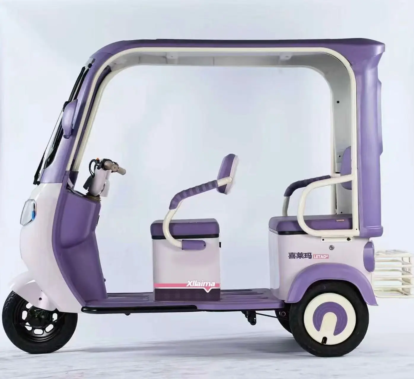 Electric Tricycle Closed Body 3-Passenger Heavy-Duty Long-Range 30-50Km/h 3-Speed 1000W Brushless Motor Carbon Steel Frame