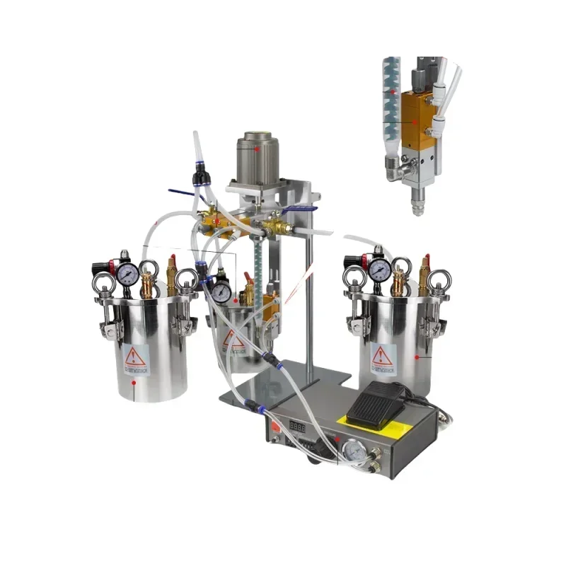 Dynamic dispensing pressure barrel set precision dispensing valve automatic  double liquid dispensing machine