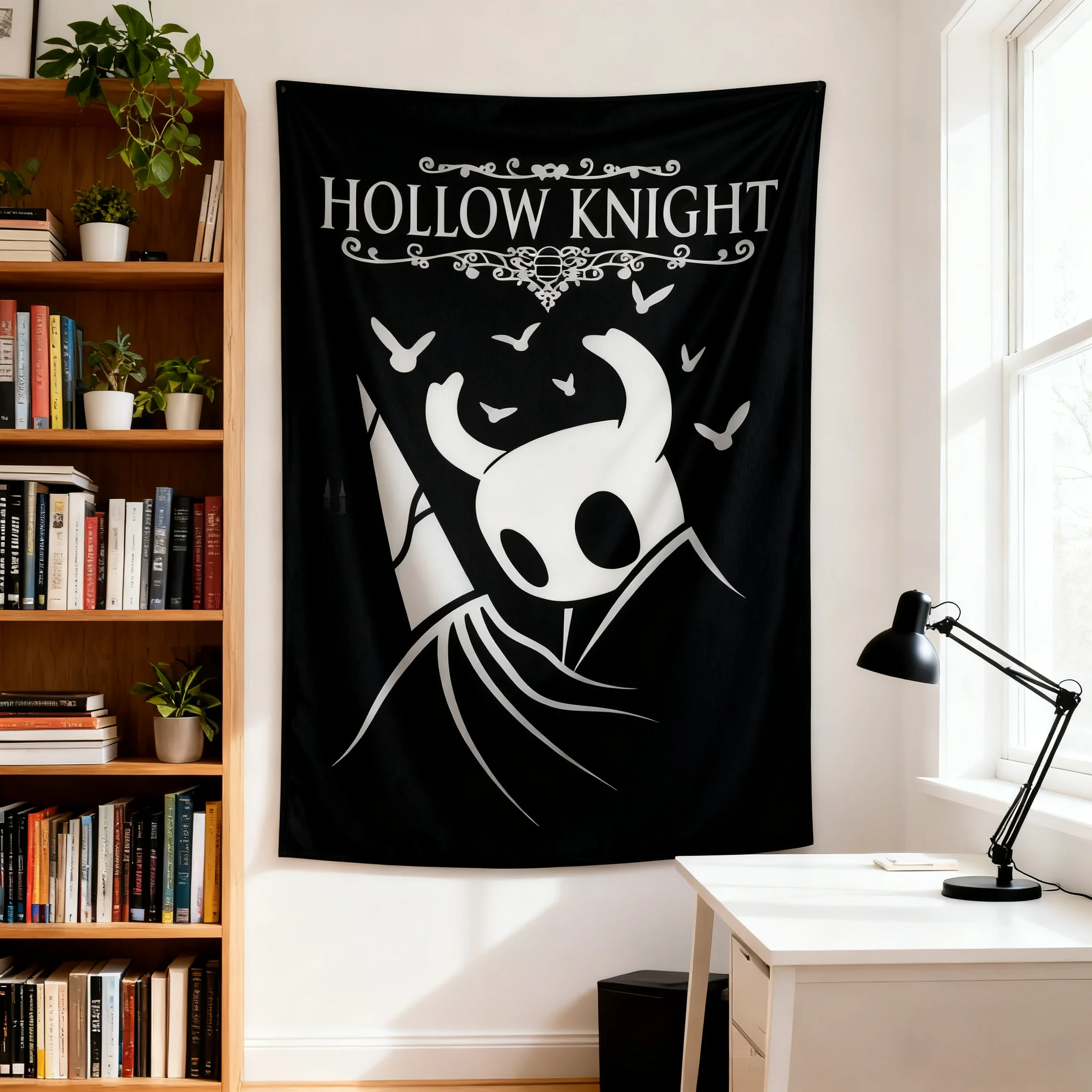 JIT Cartoon Hollow Knight نسيج صديق للبيئة قابل للغسل في الغسالة ديكور جداري مثالي لغرف المعيشة وغرف النوم والمساكن