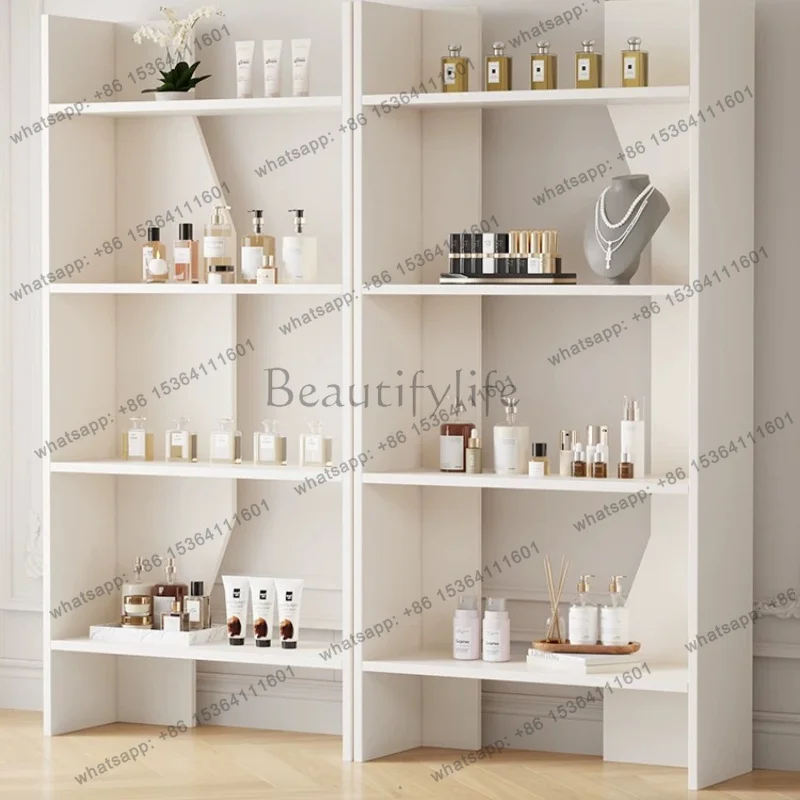 LJY Nordic Cream Style Multi-layer Jewelry Nail Display Cabinet Modern Beauty Salon Cosmetic Display Cabinet Office Furniture