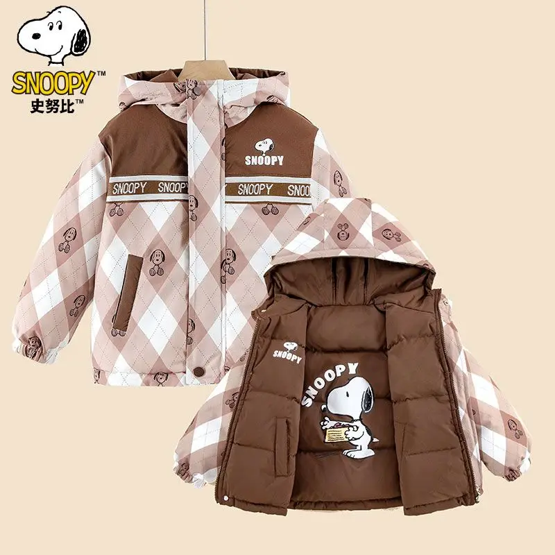 Cartoon Snoopy Children's New Simple Creative Cute Print Fashion Personalized Casual Versatile Reversible Hooded Down Jacket