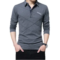100% Cotton Men's Polo Shirt Turn Down Collar Golf Tops Male Long Full Sleeve 5XL Spring Breathable Slim Buisness Casual Office