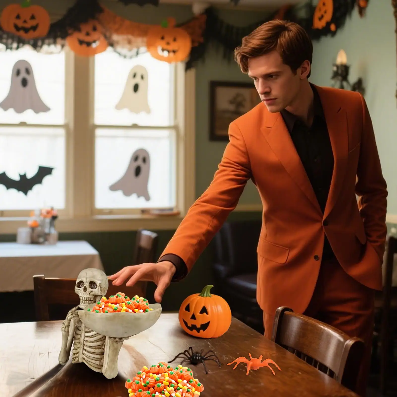 

Skeleton Candy Dish Skull Head Halloween Skeleton Storage Tray Skull Bowl Snack Tray Gothic Home Desk Decoration