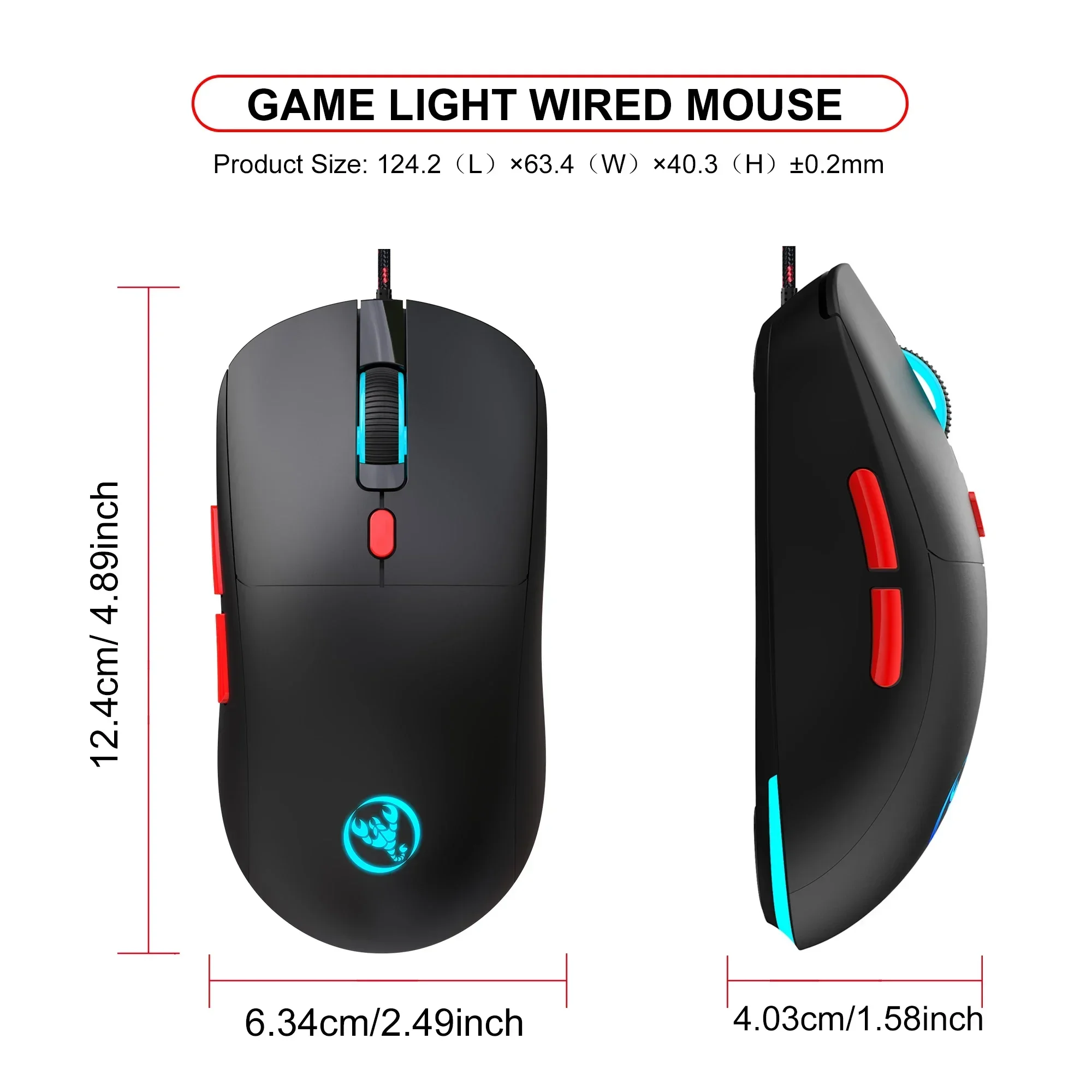 6 Keys Wired Gaming Mouse Adjustable 3600dpi Comfortable Mice for Home Office 7 Colors RGB Laptop Computer Gamer DPI Adjust