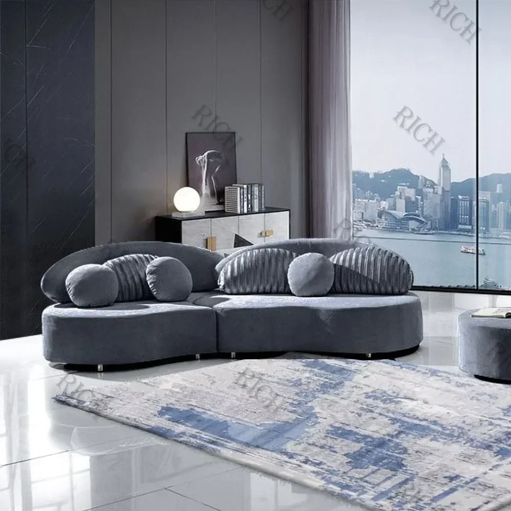 curved sofa modular lounge furniture modern blue velvet couch living room sofa velvet lounge suite sectional velvet couch