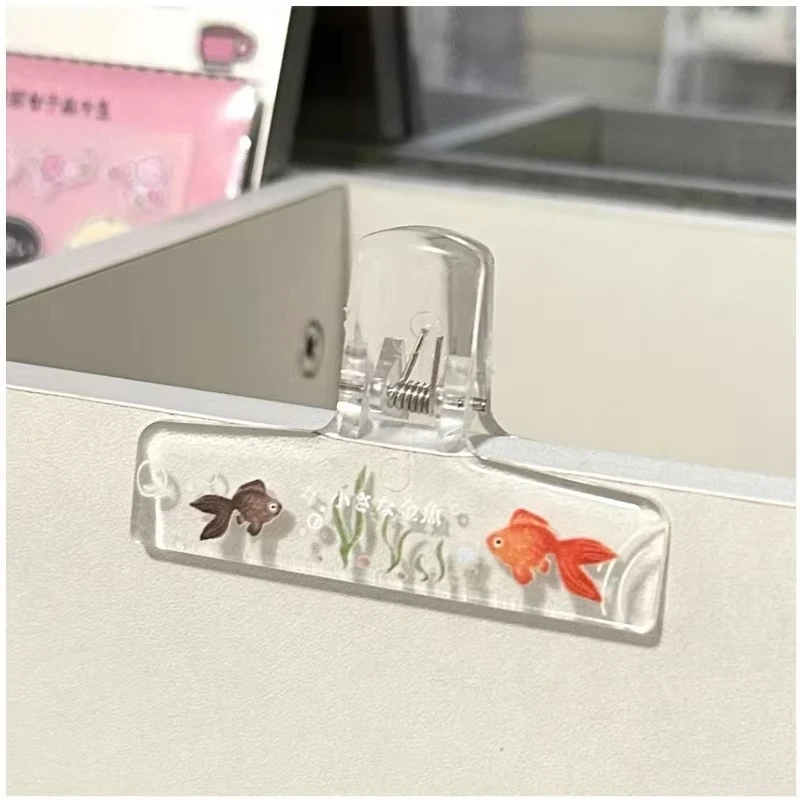 Nuovo Porta Libri E Documenti In Acrilico Trasparente A Forma Di Pesce Rosso, Clip Per Studenti-image