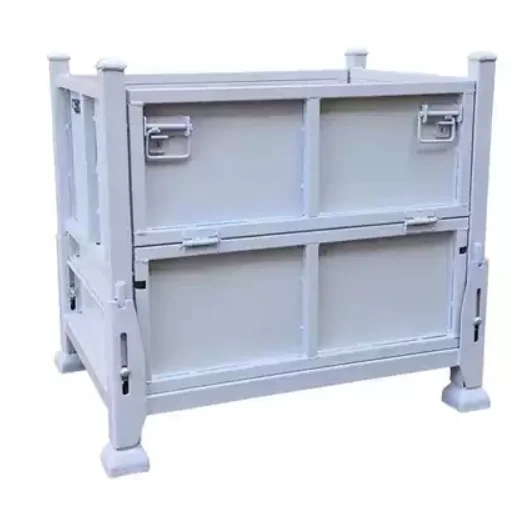 dh- OEM Industrial Steel Storage Cage Warehouse Stackable Wire Mesh Container Logistics Folding Mesh Box Pallet%