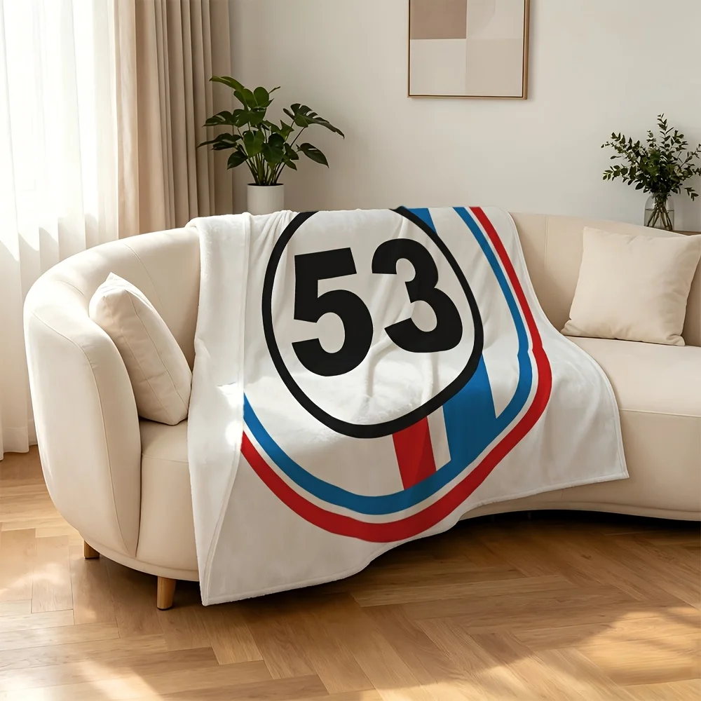 Premium Number 53 Throw Blanket Sofa Bed Decor Red Blue Stripe Modern Geometric Pattern Home Living Room Cozy Gift Throw