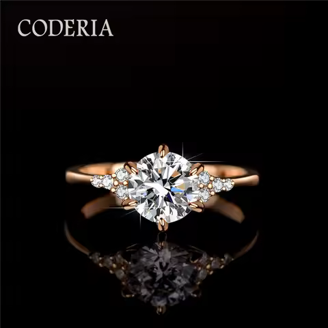 Certified Moissanite D Color 1 CT Rose Gold Ring High Quality 925 Sterling Silver Six Claw Crown Diamond Rings Wedding Jewelry