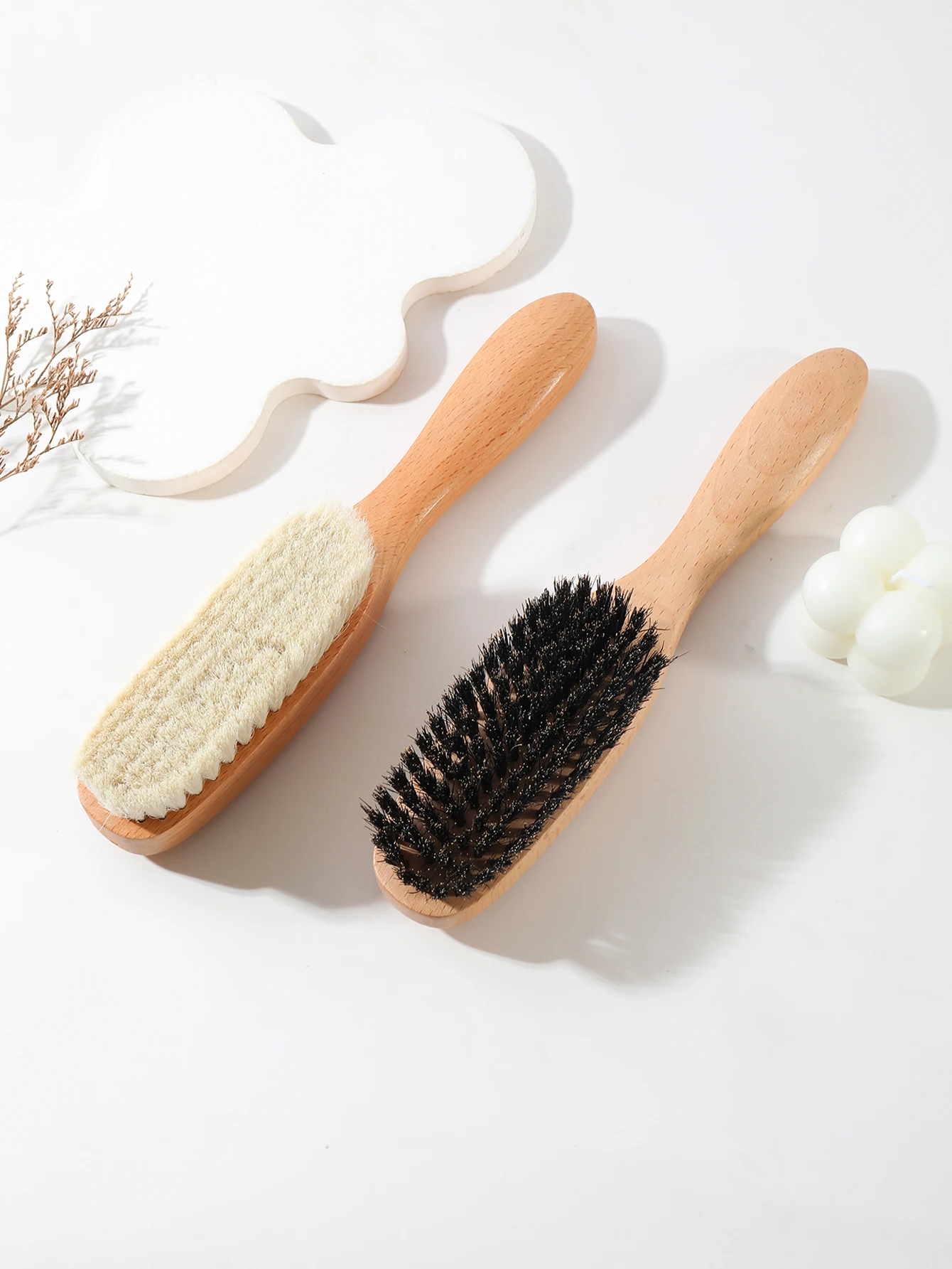 Wooden hair brush, ultra soft wooden wool brush and bristle hair brush, hair care and styling tools, special for real hair wigs