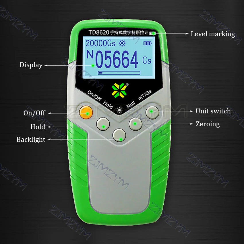 Misuratore di Gauss a magnete permanente misuratore di Tesla digitale portatile misuratore di flusso magnetico Test di campo magnetico di superficie 5% di precisione TD8620