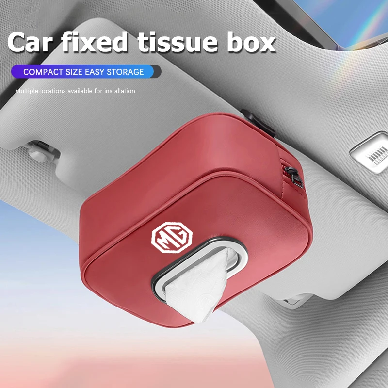 حقيبة مناديل السيارة صندوق تخزين مناديل متعدد الوظائف لـ MG 4 5 6 7 Cyberster ES5 ONE MG5 Scorpio ZS HS MARVEL-R Hector MG3 EZS EV