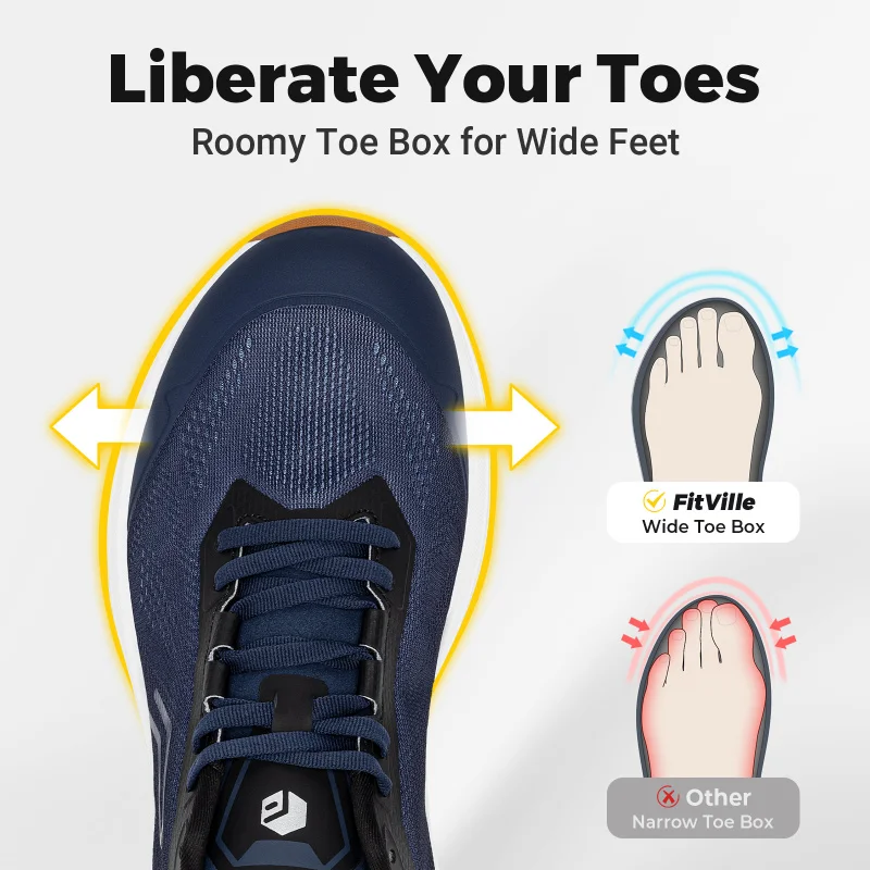 Fitville Wide Width Men'S Soft Running Shoes Athletic Walking Trainers Lightweight Comfortable Sport Sneakers For Swollen Feet