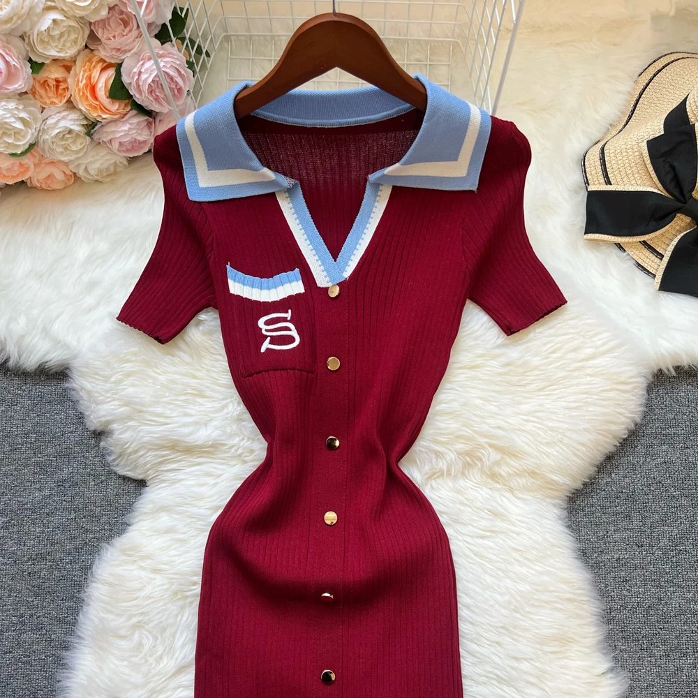 Robe Tricot Longue Brodée Femme YuooMuoo 7