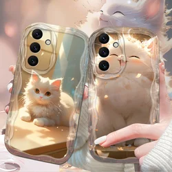 Custodia 3D Cartoon Kittens TPU Wave per Samsung Galaxy S24 Ultra S23 S22 Plus S21 S20 FE A25 A55 A35 5G Cover morbida in Silicone per telefono