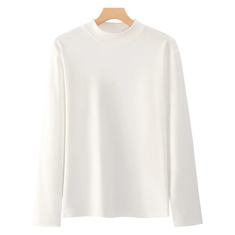 Half Turtleneck T-shirt Men's Base Shirt Long Sleeve Pullover Solid Color Mock Neck Tshirt Men's Tops Thermal Tee