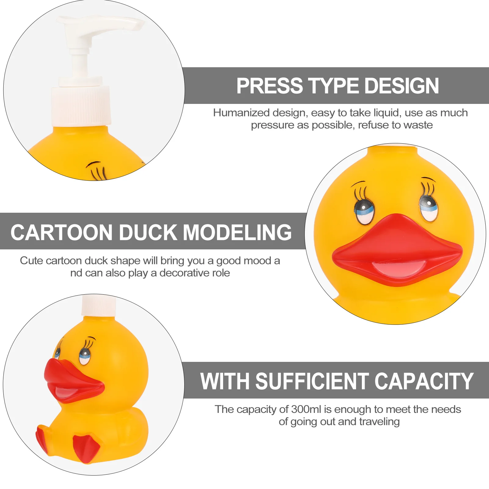 

1Pcs Yellow Duck Travel Bottle Pump Refillable Empty Portable Bottle for Body Wash Shampoo Lotion Travel Pump Bottles