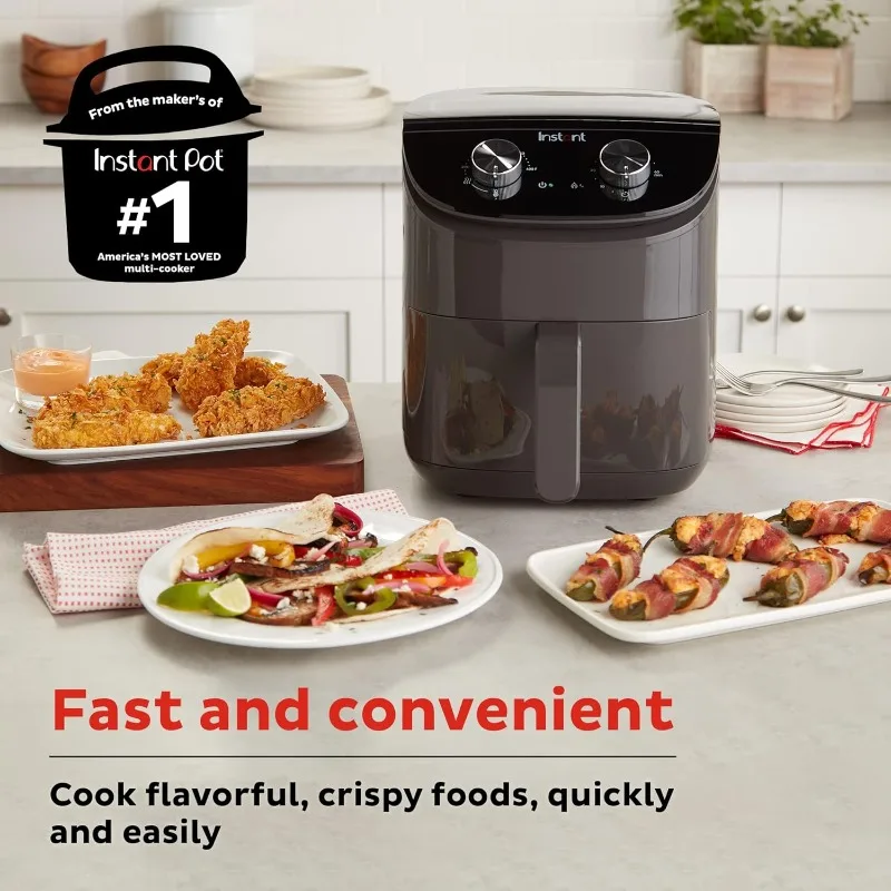 4QT Air Fryer with Even Crisp Technology, Easily Adjust Time & Temperature For Quick Meals, 100+ In-App Recipes