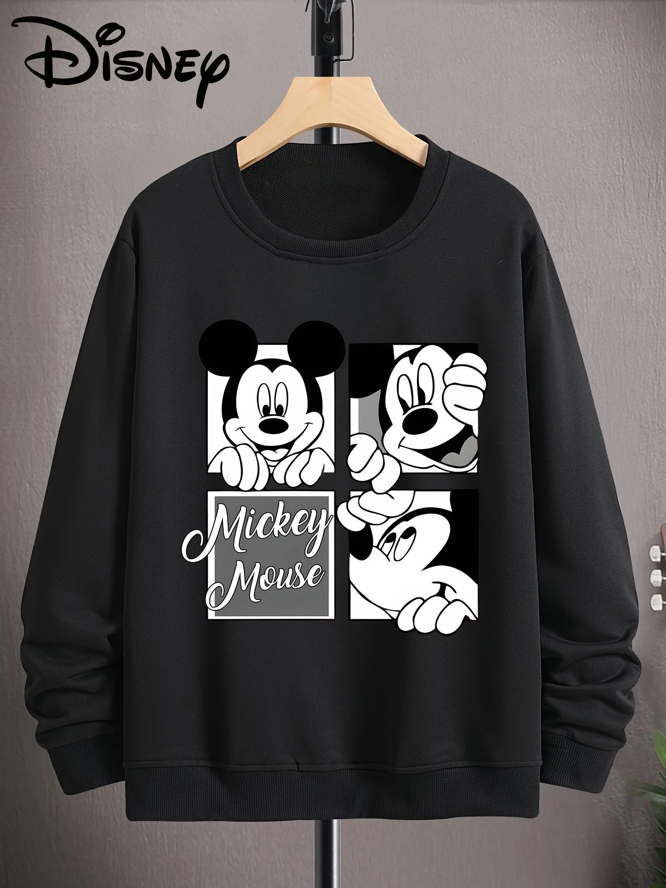 Couple Unisex Disney Mickey Mouse Series Men Women Hooded Sweatshirt Pullover Casual Tops Autumn Winter Fleece Oversized O-Neck