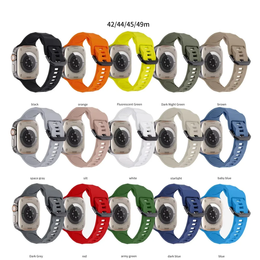 Correa de silicona para Apple Watch Ultra 2/3 49mm10-11 46/42mm 9 8 7 45mm pulsera con hebilla inversa líquida para iWatch 6 5 SE/3 44mm
