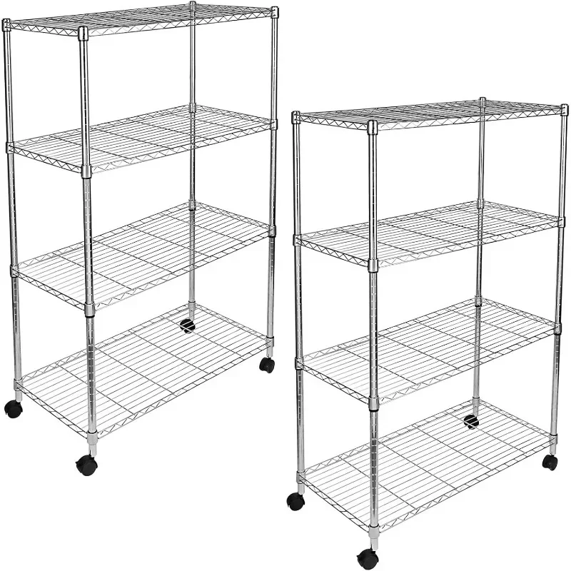 YSSOA Heavy Duty 4-Shelf Shelving with Wheels, 35.43D x 17.72W x 61.02