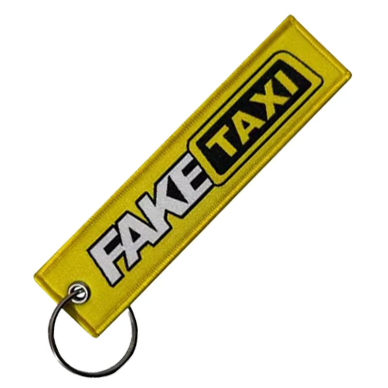 Medical Bag Fake Taxi Both Sides Embroidery Patterns Funny Keychain Motorcycle Red Tag Keychain view 5