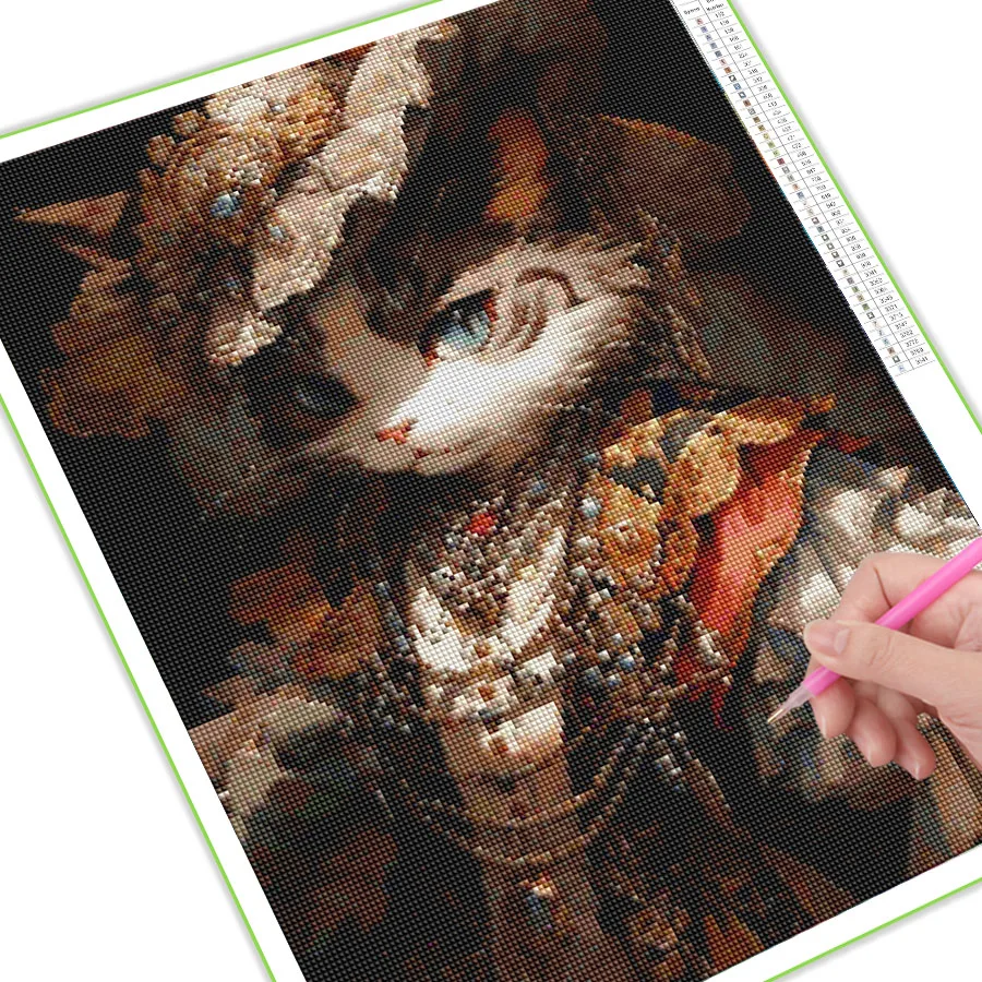 New 5D Diamond Painting Cat Girl Princess Diy Full Rhinestone Embroidery Sale Cartoon Animal Mosaic Picture Wall Decor AA4799