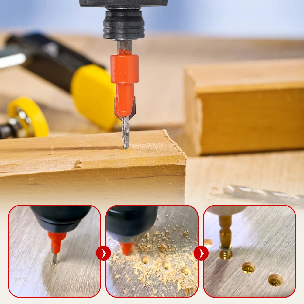 

7-piece Set Of 2.5mm-3.5mm Hexagonal Handle Woodworking Drill Bits, Hidden Screw Holesdouble-sided Drilling Countersunk Drilling