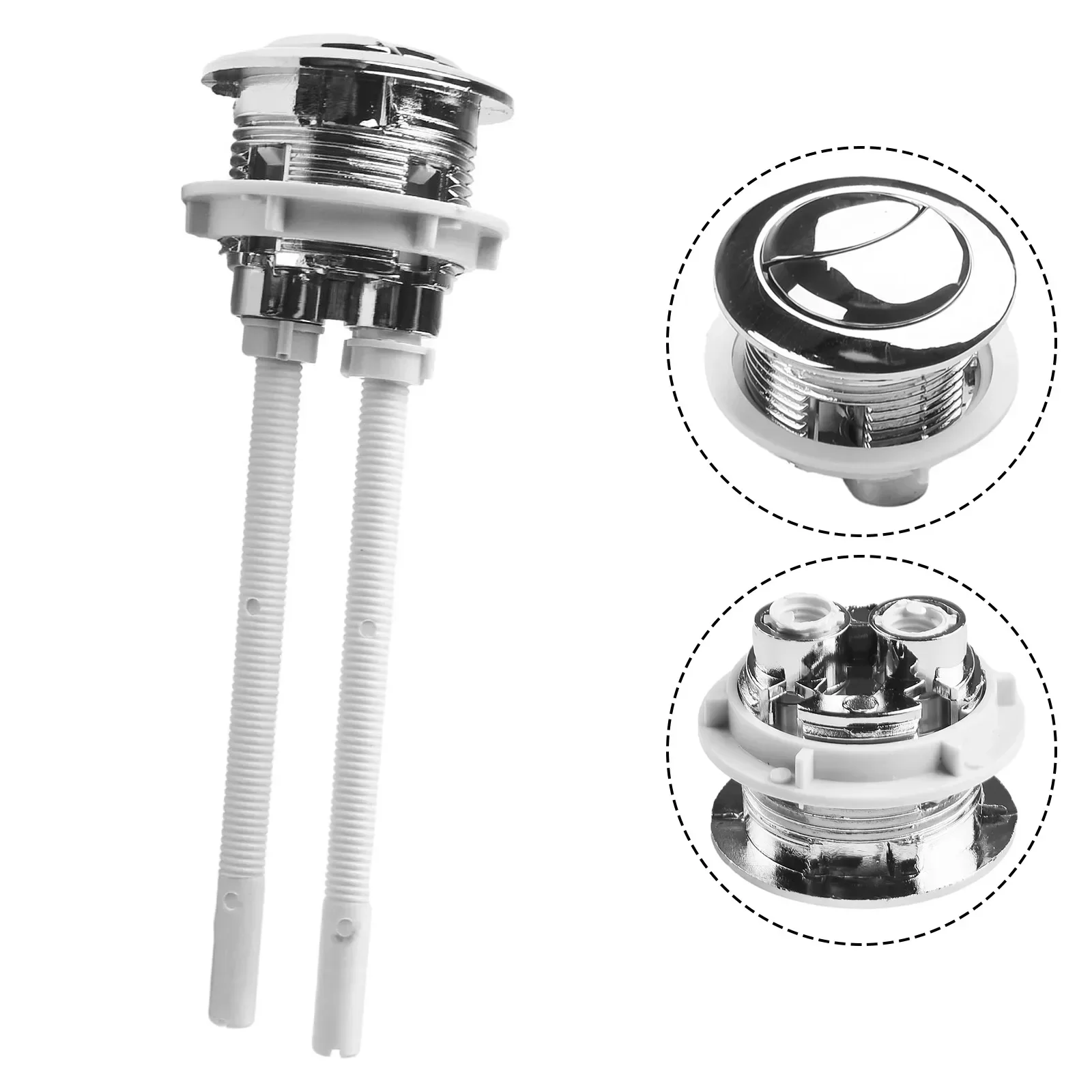 Total Leng Dual Flush Toilet Tank Round Valve Push Button Water Saving For Cistern Thread Diameter About 38mm Total Length 114MM