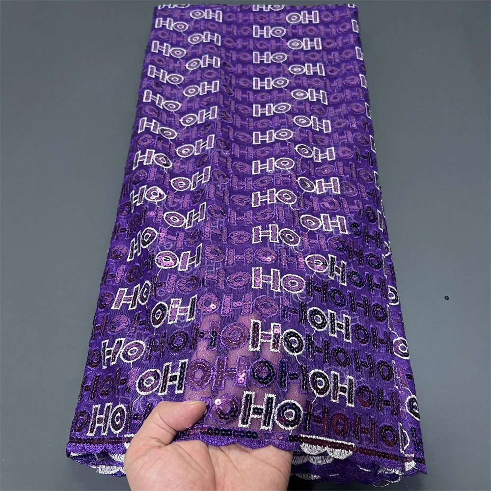 

2025 Высококачественная вышивка в африканском нигерийском стиле с блестками, тюль, кружевная ткань, сетчатая ткань для шитья, платья для выпускного вечера, бусы, 5 ярдов, ZJ051