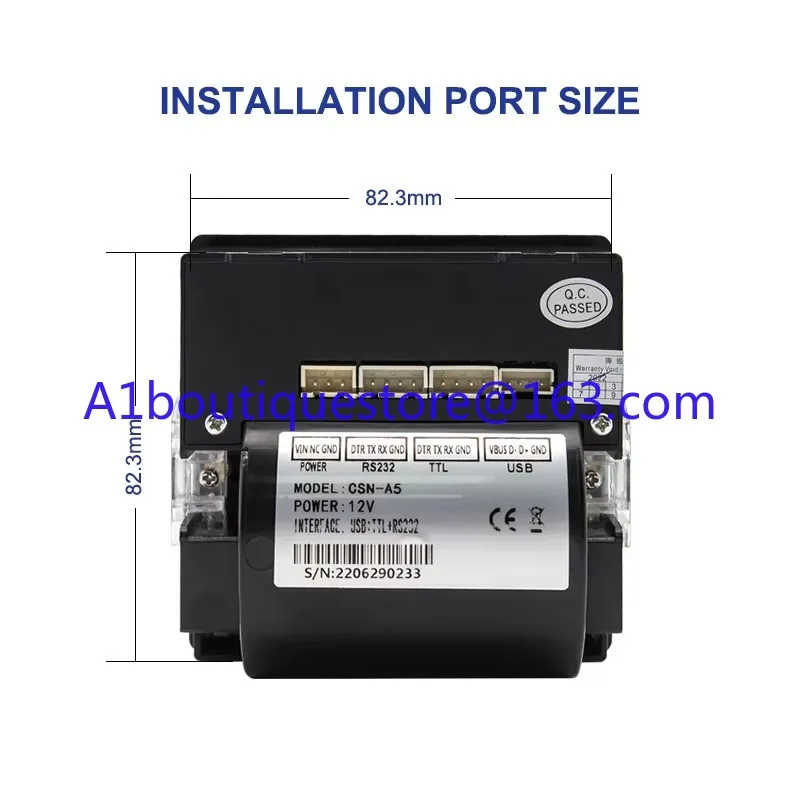 CSN-A5L Impressora térmica de montagem em painel de recibos micro integrada RS232/TTL/USB 5-9V de 2 polegadas