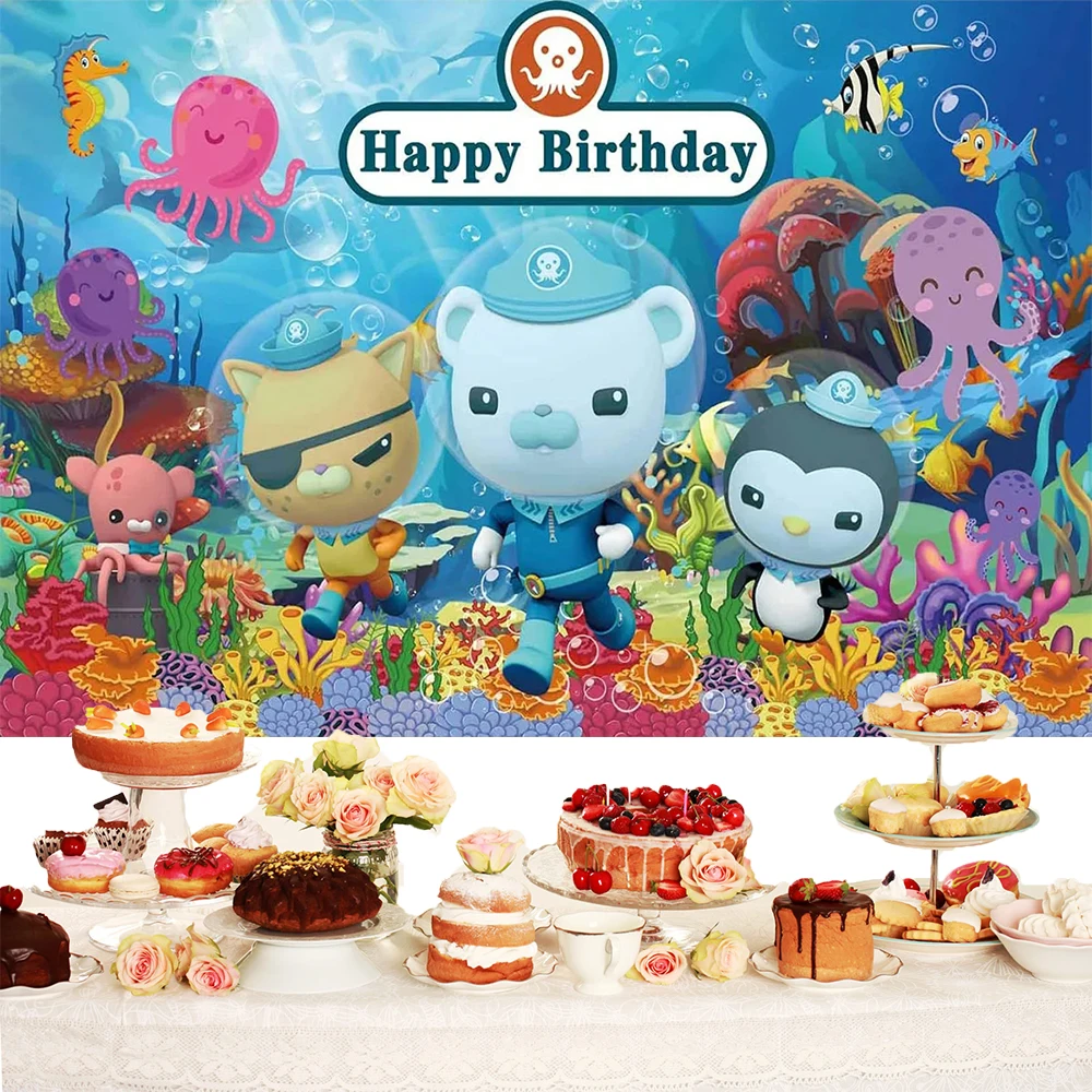 Octonauts Theme Bckground Kids Boys Birthday Party Decor Banner Cartoon Underwater World Sea Pockets Brave Boys Child Toy Custom