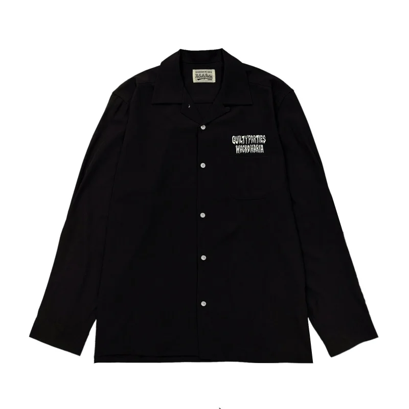 New Simple Solid Colour WACKO MARIA Letters Logo Embroidery Best Quality Autumn Mens Womens Long Sleeve Shirt