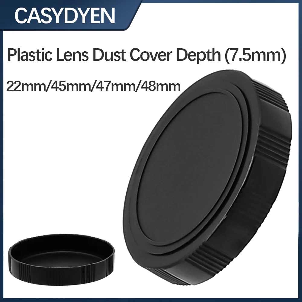 22mm/45mm/47mm/48mm Osłony tylnych obiektywów, ochronne, przeciwkurzowe, zakręcane, przenośne, plastikowe osłony przeciwkurzowe na obiektyw aparatu, głębokość 7,5mm