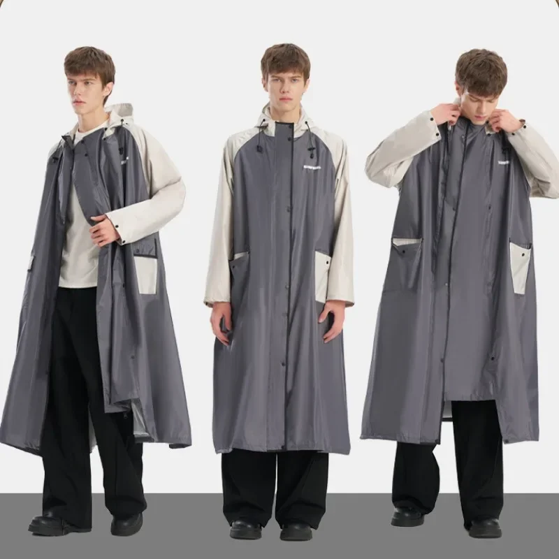 Fashion Men Women One-piece Raincoat Loose Oversized Hooded Rain Poncho Outdoor Motorcycle Riding Travel Waterproof Rainwear