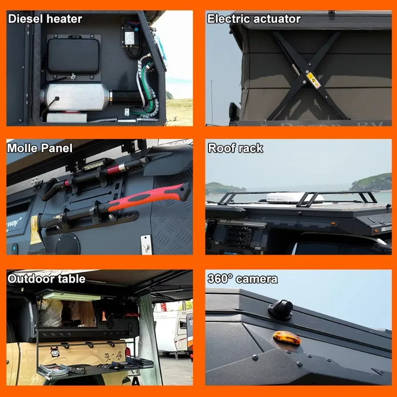 شريحة منبثقة قابلة للتخصيص في شاحنة مقطورة تخييم لاقط Rv المظلة المعسكر هارد شل الألومنيوم المنبثقة شاحنة توبر #5