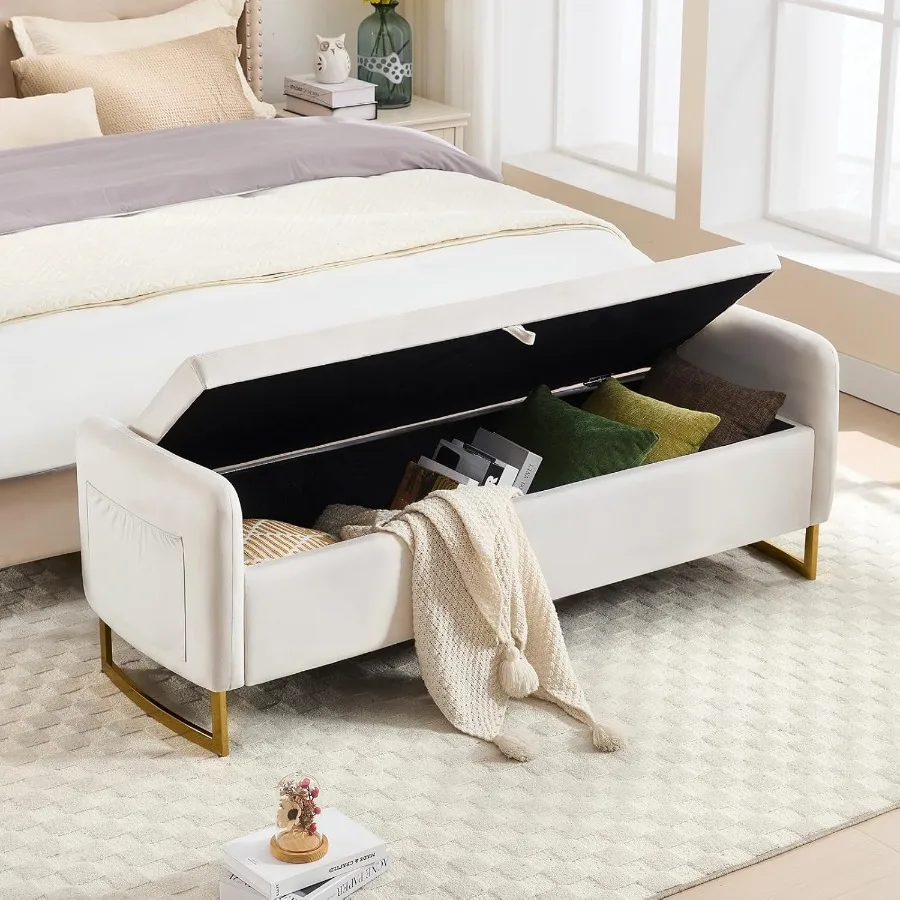 Tufted Gold Storage Bench 3